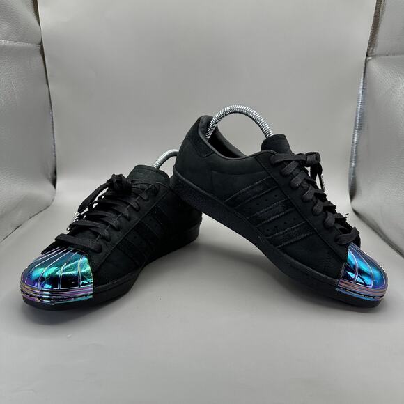 Adidas Superstar 80s Metal Toe Iridescent Shoes Womens 7.5 US Black Suede S76710 - Picture 5 of 10